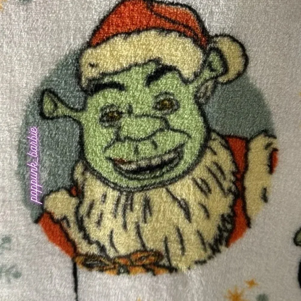 Shrek Christmas Blanket Throw 50x70 Donkey Puss Gingy Holiday Plush‎ NWT